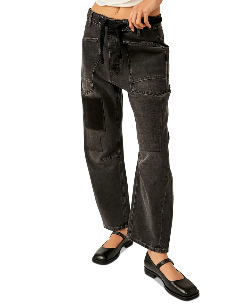 Free People Women's Moxie Low-Slung Pull-On Boyfriend Jeans