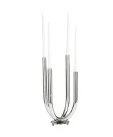 The Novogratz Silver Stainless Steel Metal Abstract U-Shaped Candelabra, 8" x 8" x 15"