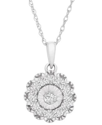 Wrapped in Love Diamond Flower Pendant Necklace (1/2 ct. tw) in 14k White Gold, 18" + 2" extender, Created for Macy's