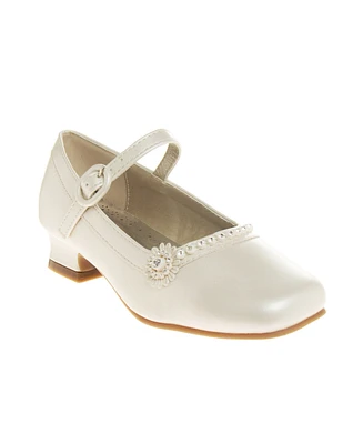 Josmo Little Girls Low Heeled Flower Detail Dress Shoes