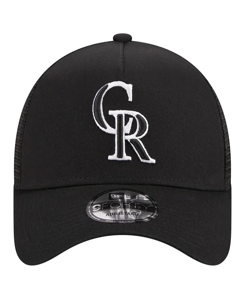 Men's New Era Black Colorado Rockies A-Frame 9FORTY Trucker Adjustable Hat