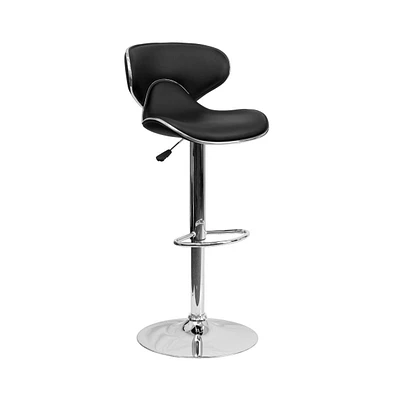 Contemporary Cozy Mid-Back Vinyl Adjustable Height Barstool