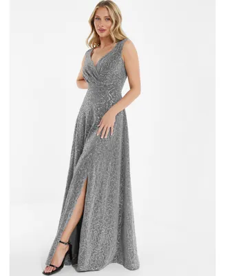 Quiz Women's Sequin V-Neck Evening Dress