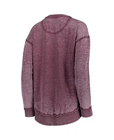 Women's Pressbox Maroon Distressed Mississippi State Bulldogs Vintage-Like Wash Pullover Sweatshirt