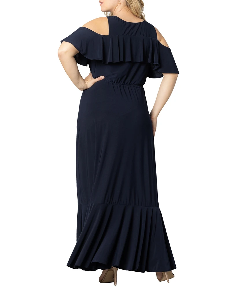 Kiyonna Plus Piper Cold Shoulder Maxi Dress