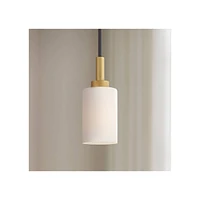Possini Euro Design Prue Black Soft Gold Mini Pendant 5 1/4" Wide Modern White Cylinder Shade Fixture for Dining Room House Home Foyer Kitchen Entrywa