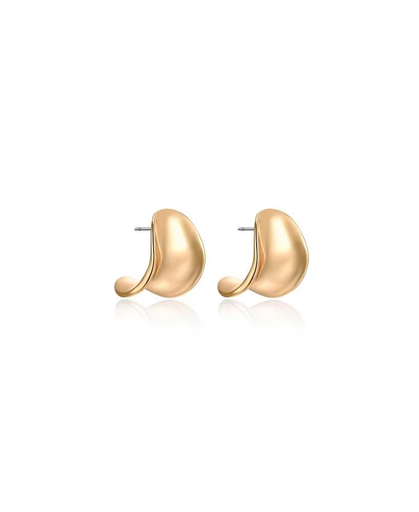 Ettika 18K Gold Plated Curved Stud Earrings