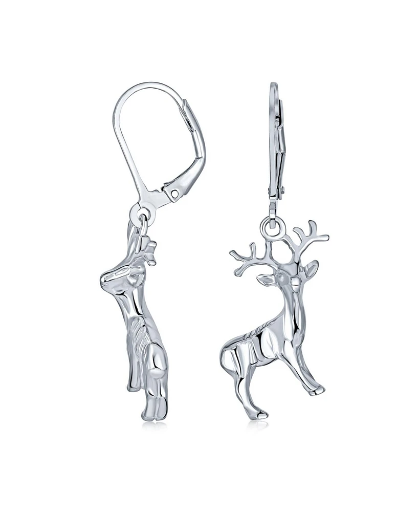 Bling Jewelry Hunter Outdoor Buck Elk Moose Antelope Christmas Rudolph Reindeer Dangle Earrings Lever back Sterling Silver
