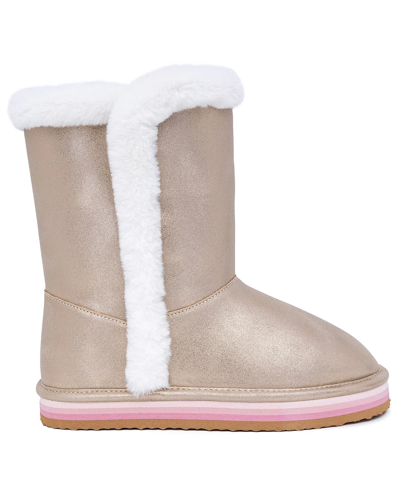 Sugar Big and Little Girls Milhoja Sueded Faux Fur Cozy Boots