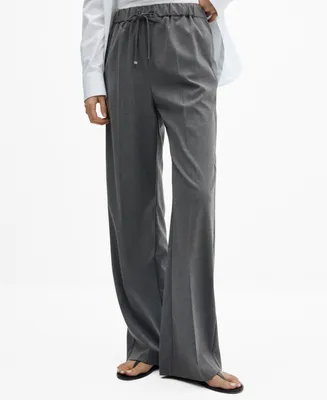 Mango Women's Elastic Waist Wideleg Pants