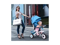 Slickblue Girls 4-in-1 Tricycle Stroller with Detachable Design and Round Sun Canopy