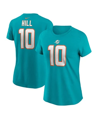 Women's Nike Tyreek Hill Aqua Miami Dolphins Player Name and Number T-shirt