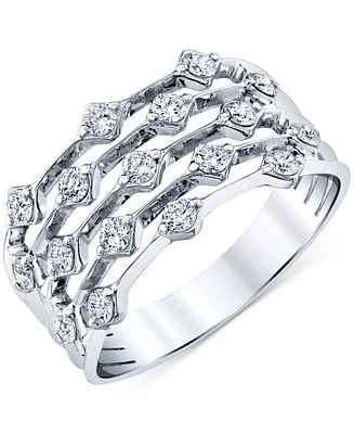 Diamond Openwork Multirow Statement Ring (1/2 ct. t.w.) in 14k White Gold
