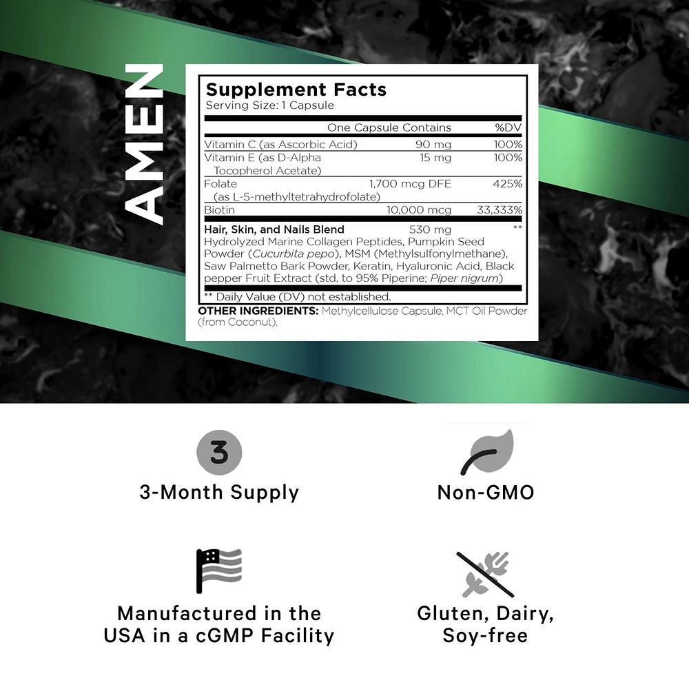 Amen Biotin Collagen Vitamins+ 10,000 mcg Biotin Supplement