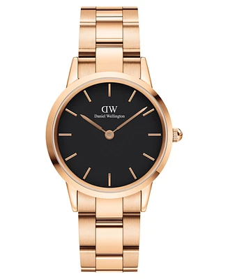 Daniel Wellington Women's Iconic Link Rose Gold-Tone Stainless Steel Watch 32mm
