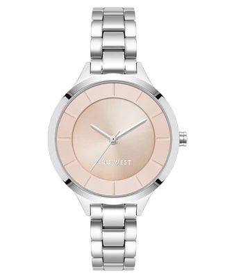 Nine West Women's Quartz Silver-Tone Alloy Link Bracelet Watch, 34mm