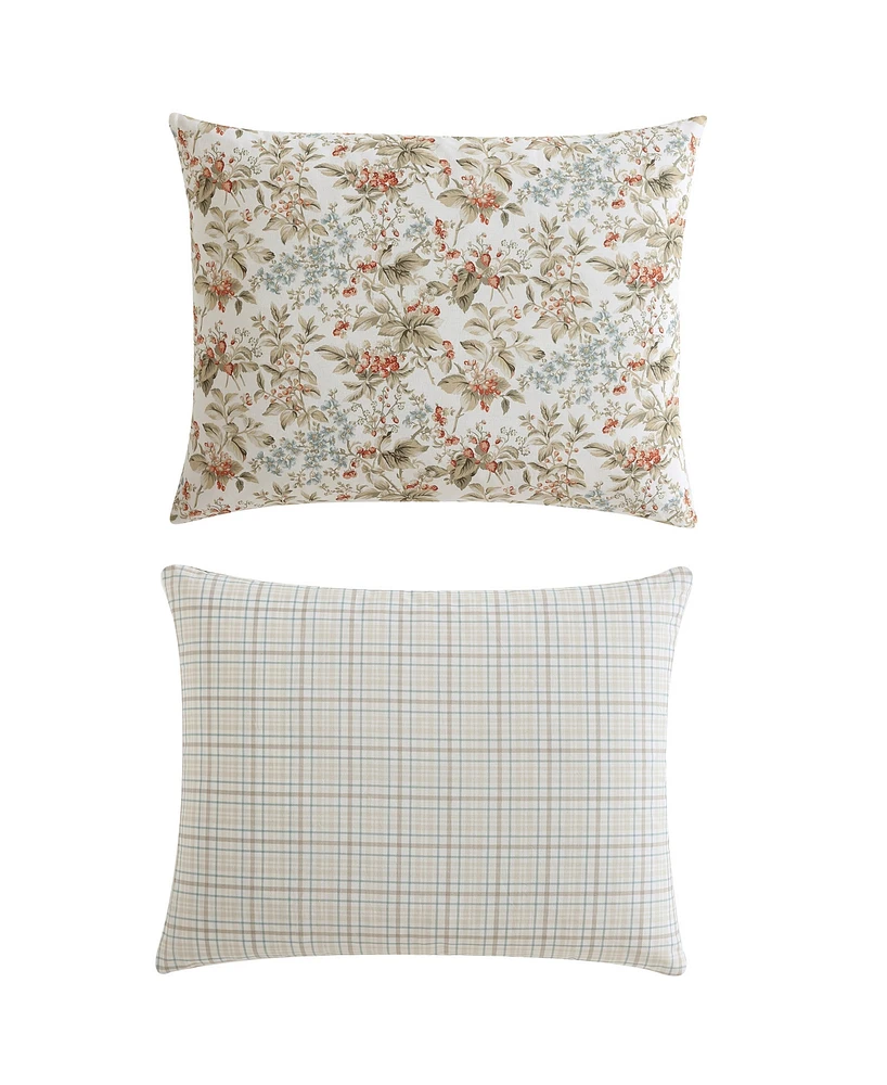 Laura Ashley Bramble Floral Cotton Reversible 2-Piece Comforter Set, Twin