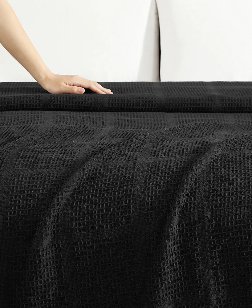 Kenneth Cole New York Essentials Waffle Grid Cotton Dobby Blanket