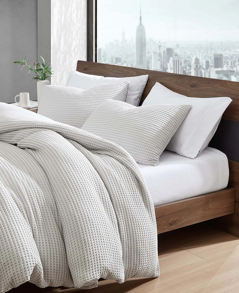 Kenneth Cole New York Solid Waffle 3 Piece Duvet Cover Set