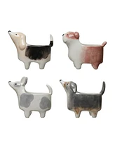 6" L Dolomite Dog Planter, Set of 4