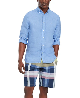 Tommy Hilfiger Men's Pigment-Dyed Linen Button-Down Long Sleeve Shirt