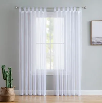 Hlc.Me Tab Top Window Curtain Sheer Voile Panels For Living Room Bedroom Set Of 2