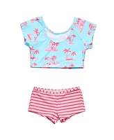 Toddler, Child Girl Lighthouse Island Sustainable Crop Ss Rash Top Set
