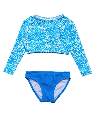 Toddler, Child Girl Santorini Blue Crop Ls Rash Set