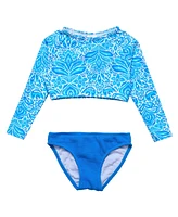 Toddler, Child Girl Santorini Blue Crop Ls Rash Set