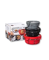 Genicook Borosilicate Glass Container Set with Glass Lids and Silicone Wrap