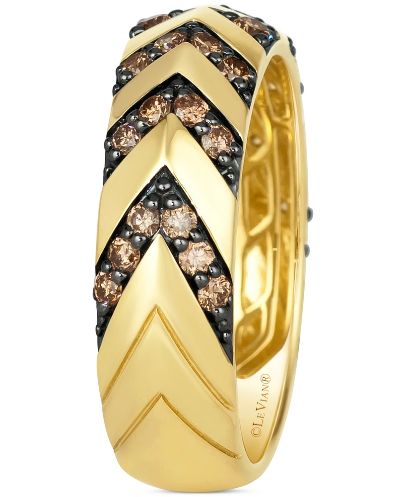 Le Vian Chocolatier Men's Chocolate Diamond Chevron Band (3/4 ct. t.w.) in 14k Gold