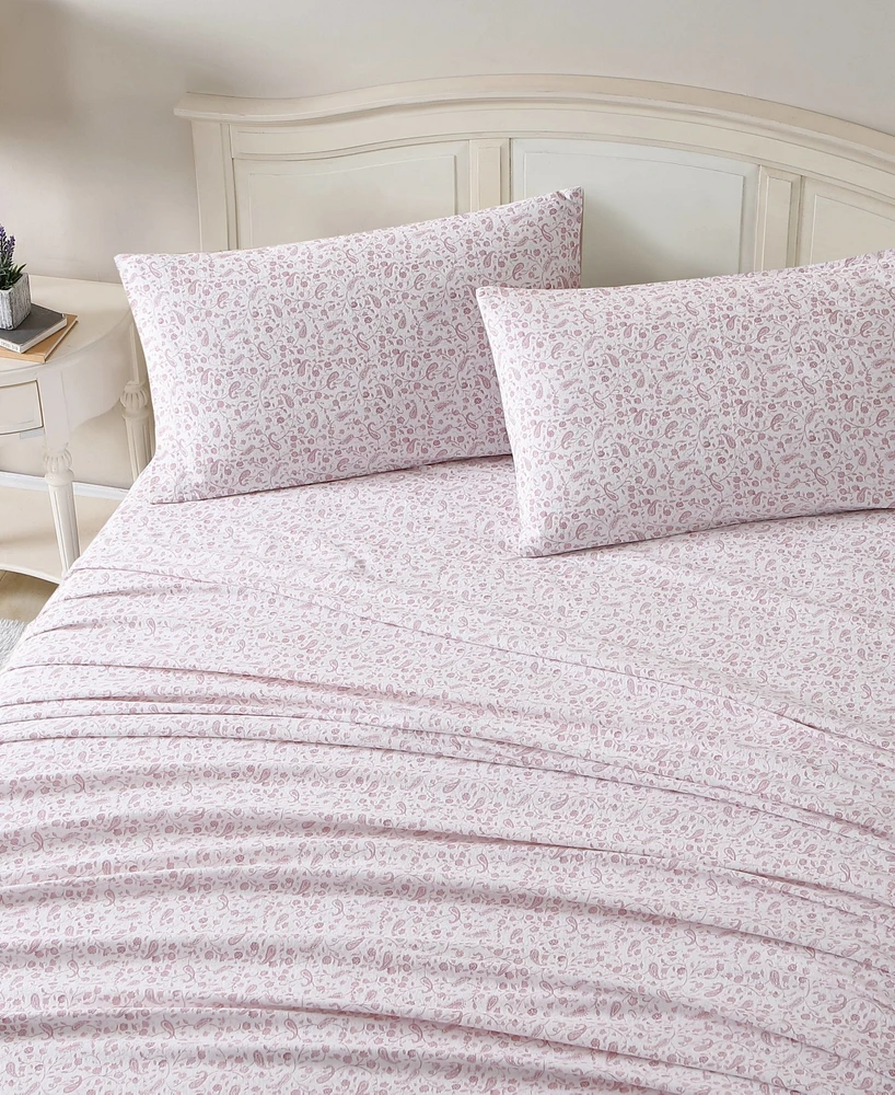 Laura Ashley Paisley Prance Cotton Flannel 4-Pc. Sheet Set