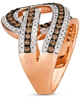 Le Vian Chocolatier Chocolate Diamond & Vanilla Diamonds Interlocking Swirl Ring (1-1/2 ct. t.w.) in 14k Rose Gold