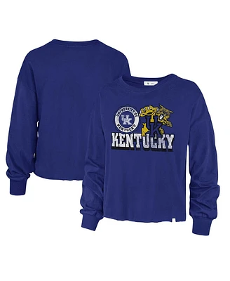 Women's '47 Brand Royal Distressed Kentucky Wildcats Bottom Line Parkway Long Sleeve T-shirt