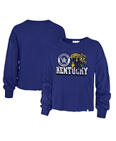 Women's '47 Brand Royal Distressed Kentucky Wildcats Bottom Line Parkway Long Sleeve T-shirt