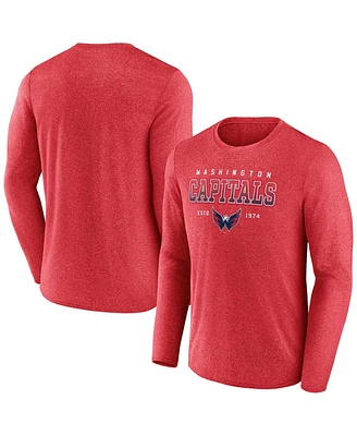 Men's Fanatics Heather Red Washington Capitals Long Sleeve T-shirt