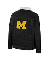 Men's Colosseum x Wrangler Charcoal Michigan Wolverines Western Button-Up Denim Jacket