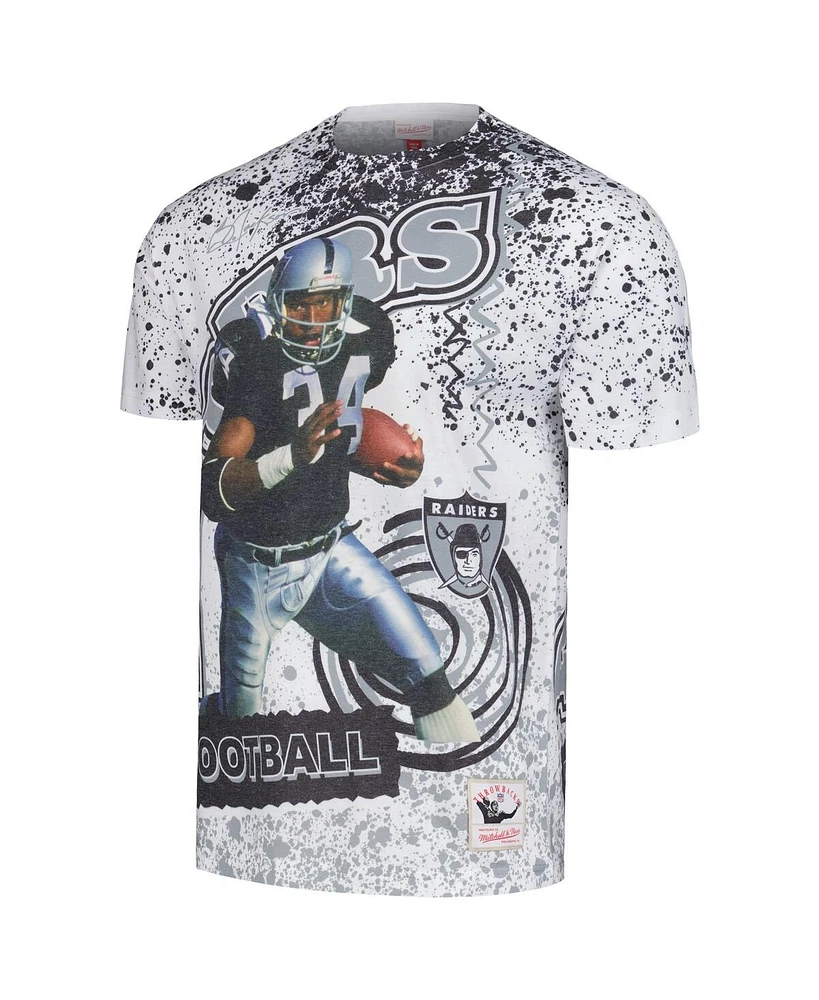 Men's Mitchell & Ness Bo Jackson White Las Vegas Raiders Retired Player Name and Number Burst T-shirt