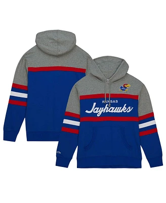 Men's Mitchell & Ness Royal Kansas Jayhawks Head Coach Pullover Hoodie