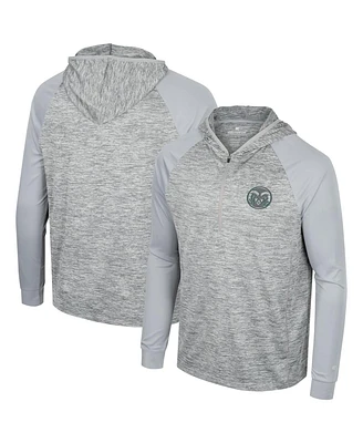 Men's Colosseum Gray Colorado State Rams Cybernetic Raglan Quarter-Zip Hooded Top
