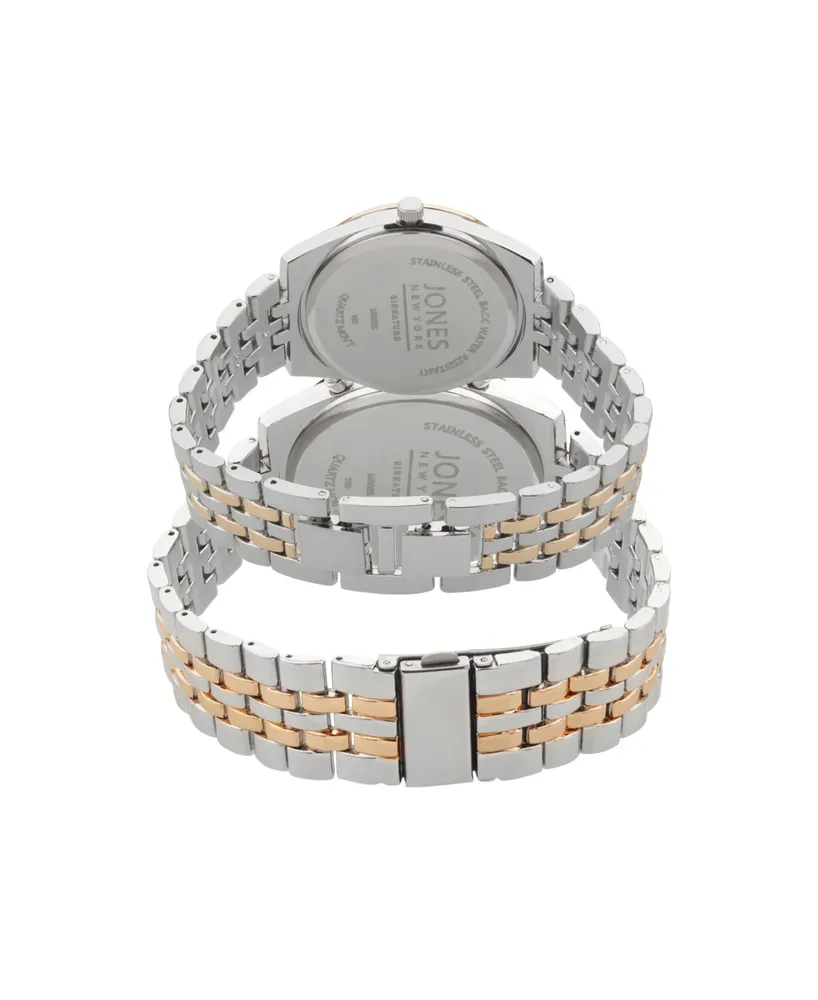 Jones New York Men and Women's Analog Shiny Two-Tone Metal Bracelet His Hers Watch 42mm