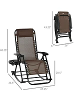 Outsunny Rocking Zero Gravity Lounge Chair, Folding,