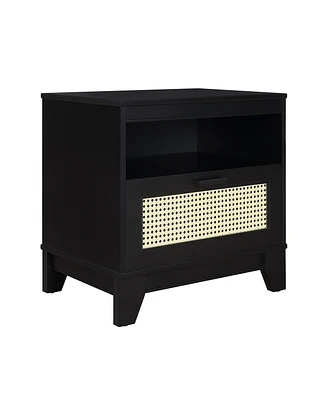 Manhattan Comfort Sheridan 21.63" Medium Density Fibreboard 1-Drawer Cane Nightstand
