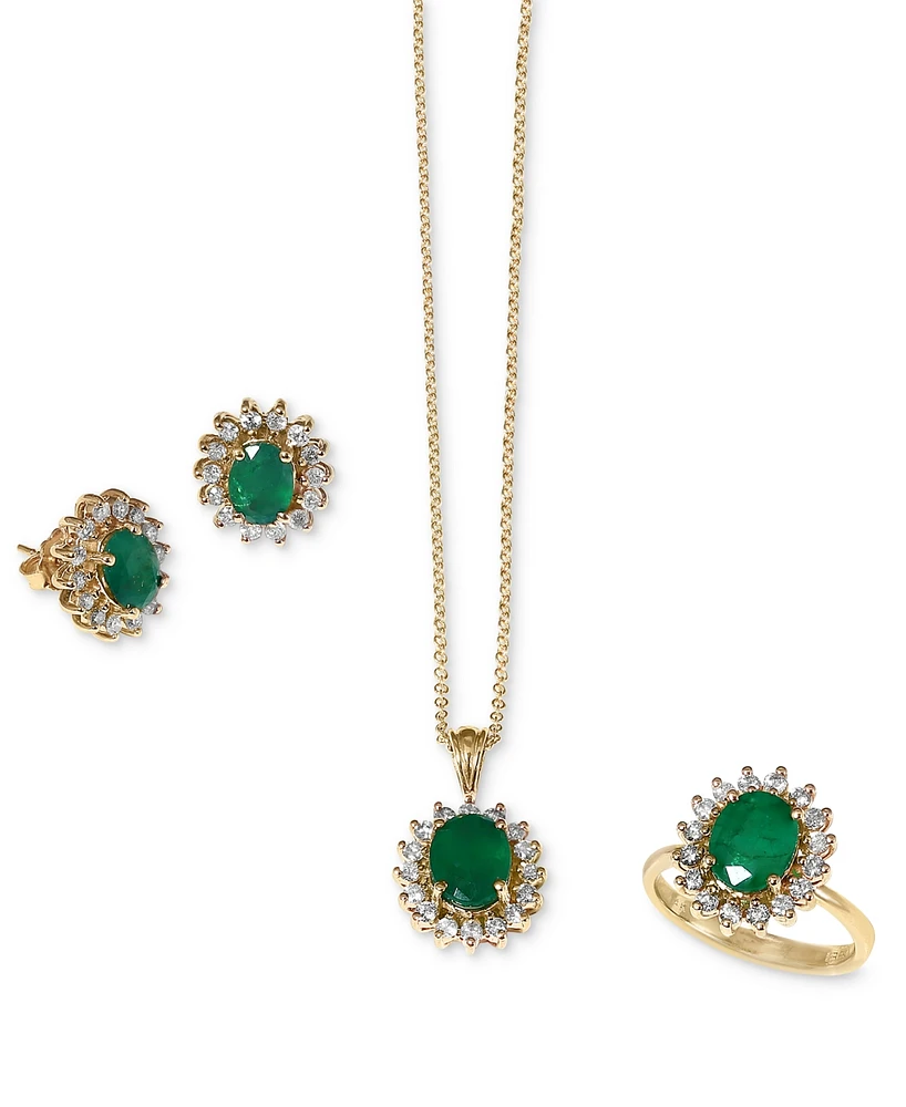Effy Sapphire and Diamond Oval Pendant 14k White Gold Yellow Gold, Created for Macy's (Also available Emerald)