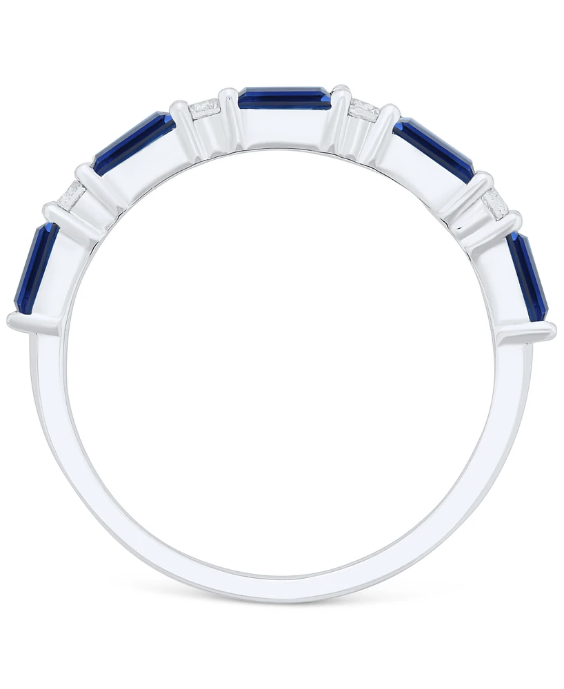 Lab-Grown Blue Sapphire (5/8 ct. t.w.) & White (1/5 Stack Ring Sterling Silver