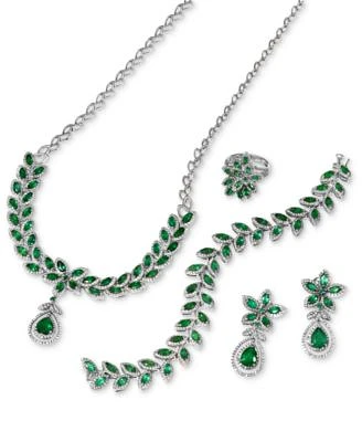 Effy Emerald Diamond Flower Ring Tennis Bracelet Drop Pendant Flower Drop Earrings Collection In 14k Gold