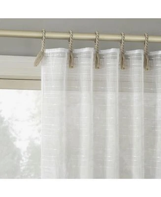 Noemi Slub Stripe Rope Tab Semi Sheer Tab Top Curtains