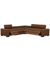 Rinan 125" 5-Pc. Leather Sectional with 3 Power Recliners, Created for Macy's