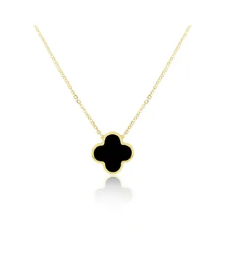The Lovery Extra Large Onyx Single Clover Necklace 14K Yellow Gold