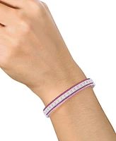 Sapphire (1-3/4 ct. t.w.) & Diamond (1/10 Bangle Bracelet Sterling Silver (Also Available Ruby Emerald)